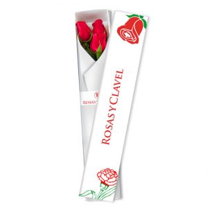 caja 3 rosas rojas