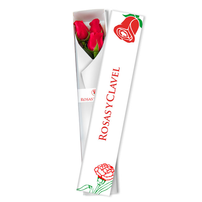 caja 3 rosas rojas