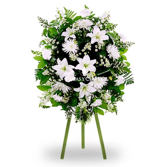 Corona Fúnebre con Lilium y margaritas.