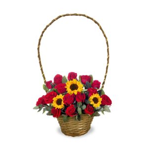 18 rosas y 3 girasoles
