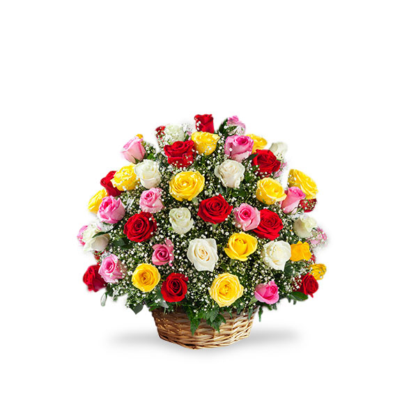 Canasta con surtido de rosas premium