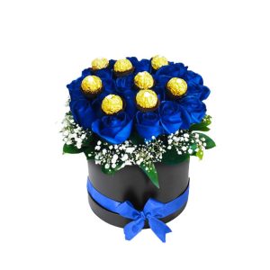 Box circular con rosas azules