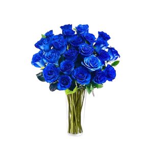 Florero con rosas azules