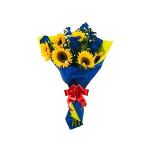 Ramo azul con margaritas