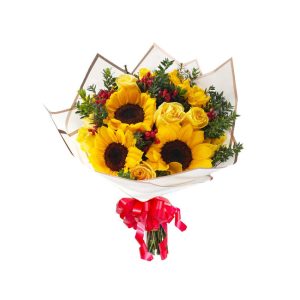 Ramo de girasoles y rosas