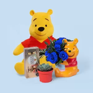 Arreglo Pooh Rosas azules