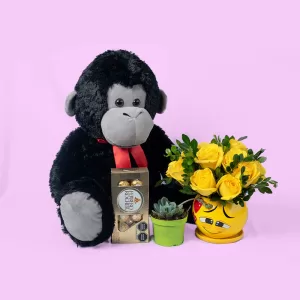 Mono de peluche con rosas, entrega en Barranco, Lima