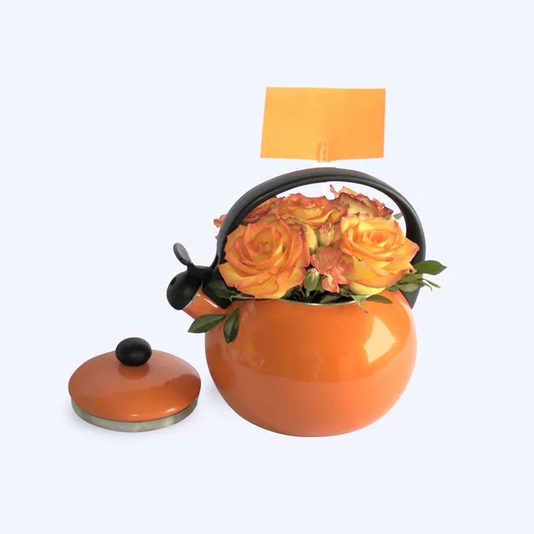 Arreglo floral tetera naranja en Lima